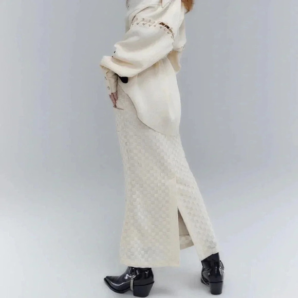 Anno  Mundi Checkered Texture Micro Mermaid Maxi Skirt - Picture 3 of 9